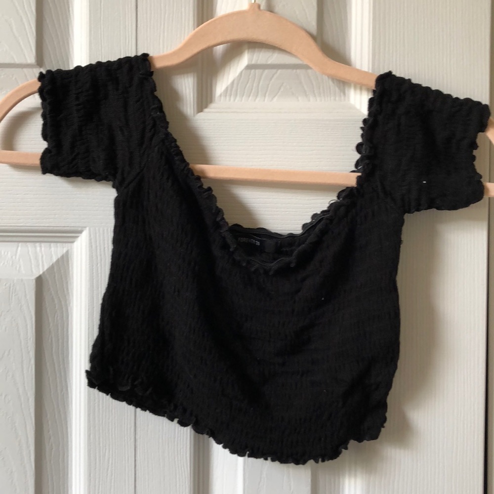Off shoulder smocked crop top